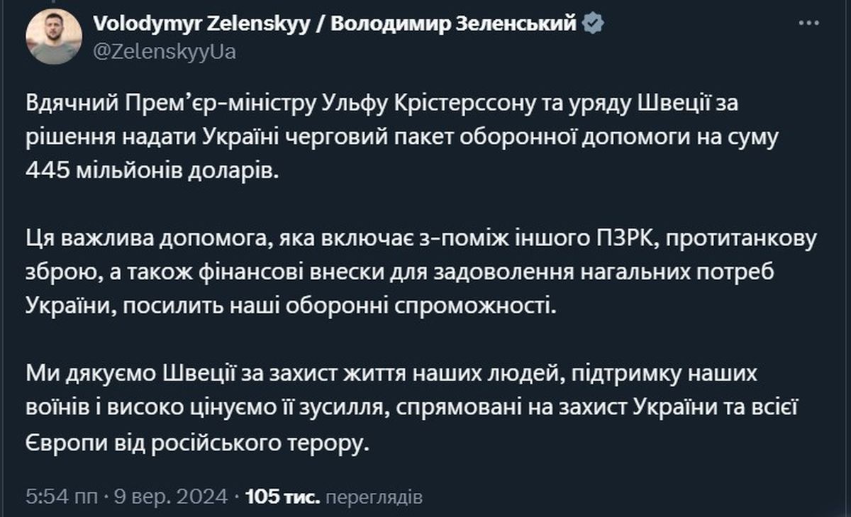 Швеція все ще обмірковує передачу Україні винищувачів JAS-39 Gripen